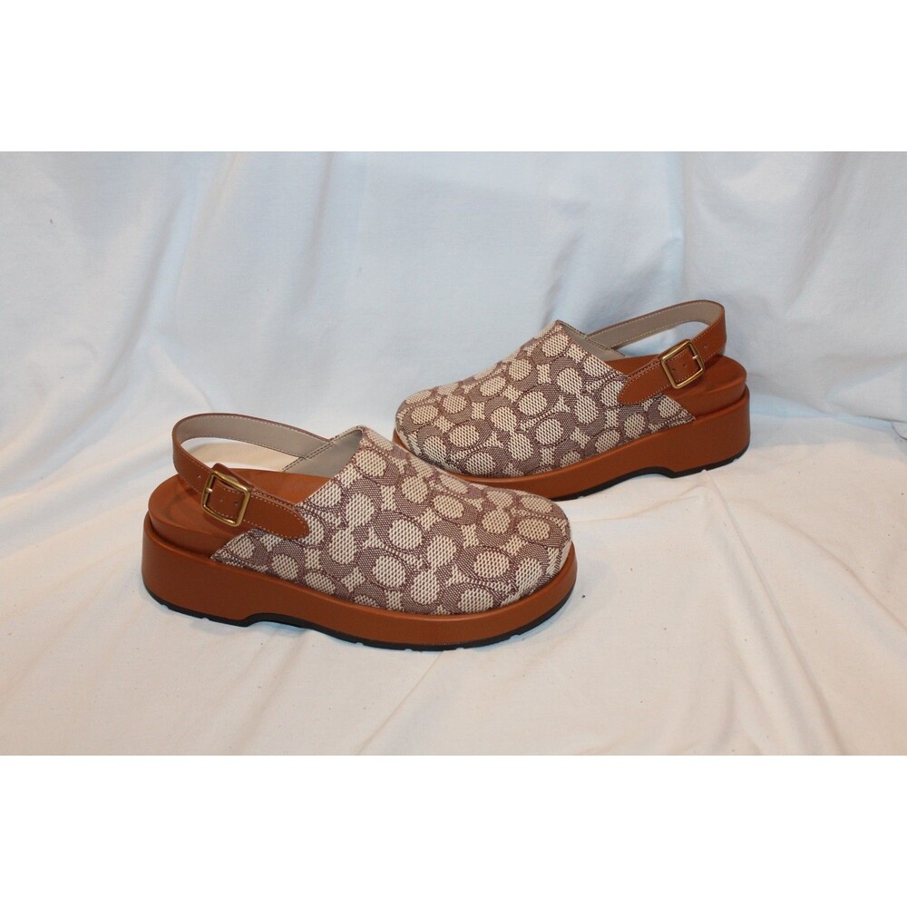 Coach Women's Sculpted C Signature Logo Platform Clogs Cocoa Amber Sz 8 NIB - Picture 3 of 9